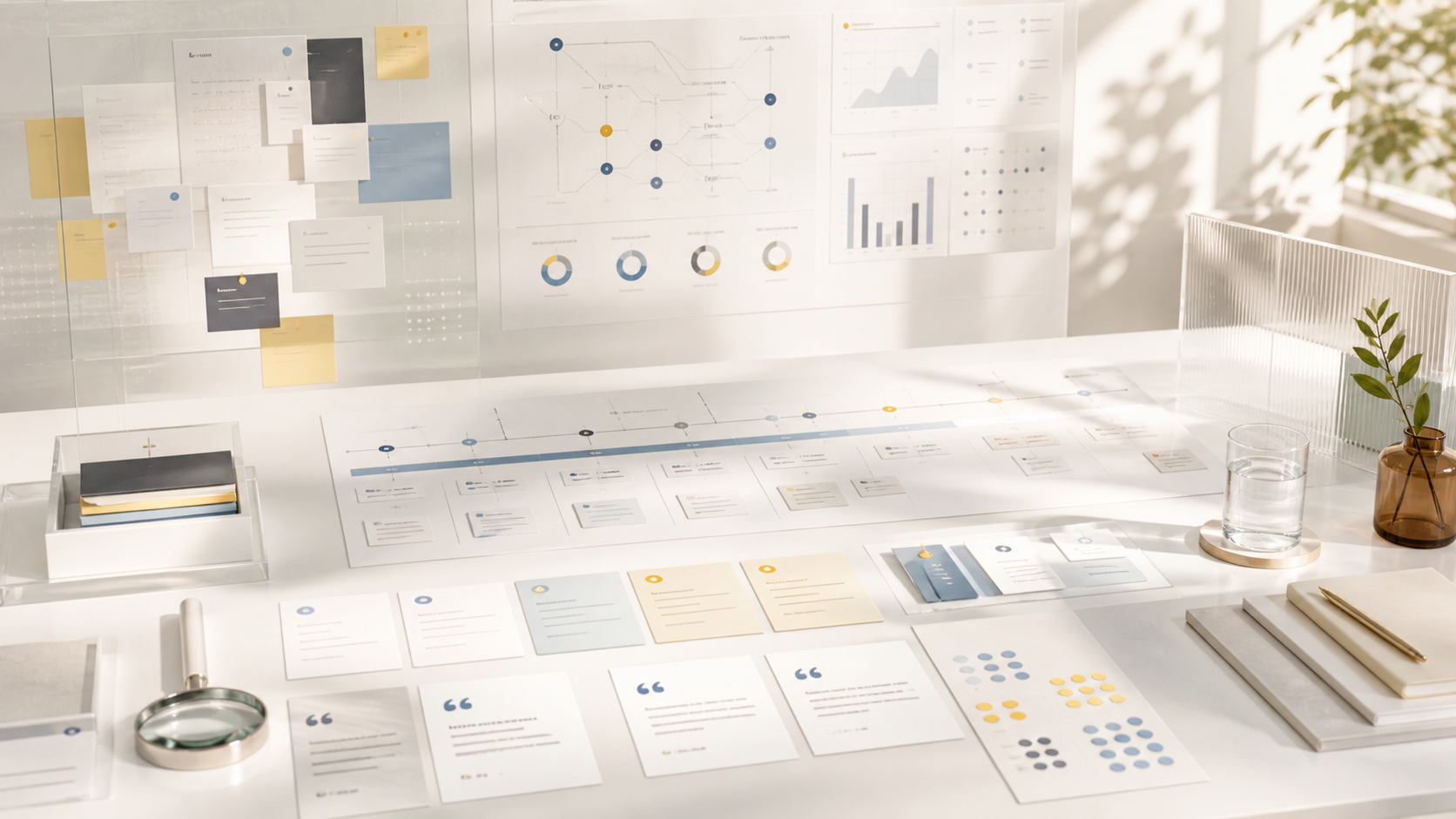 Light research operations workspace representing UX Research OS